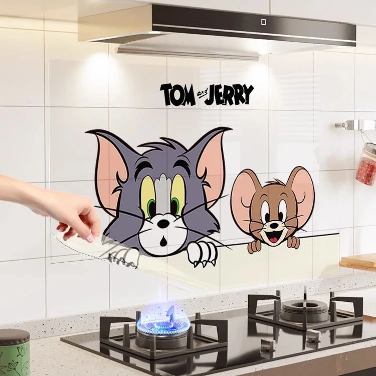 猫和老鼠厨房贴纸米奇蒸蒸日上灶台橱柜墙面耐高温贴防水防油贴