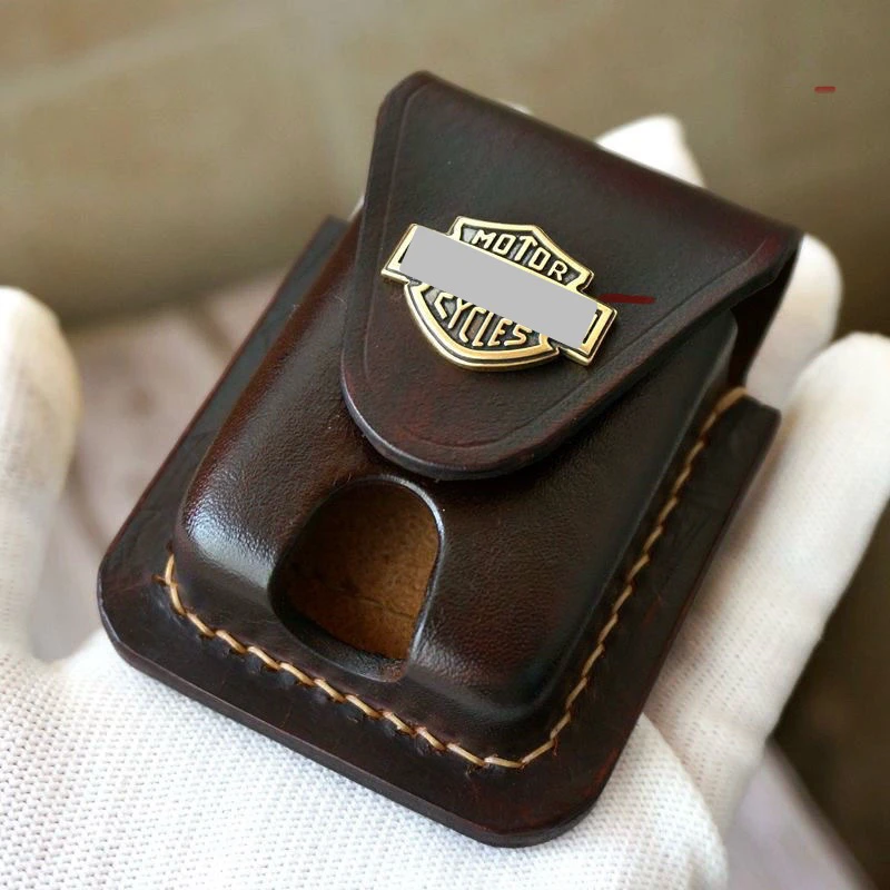 定制打火机皮套光板机贴章机哈雷风机车植鞣牛皮磁扣之宝ZP