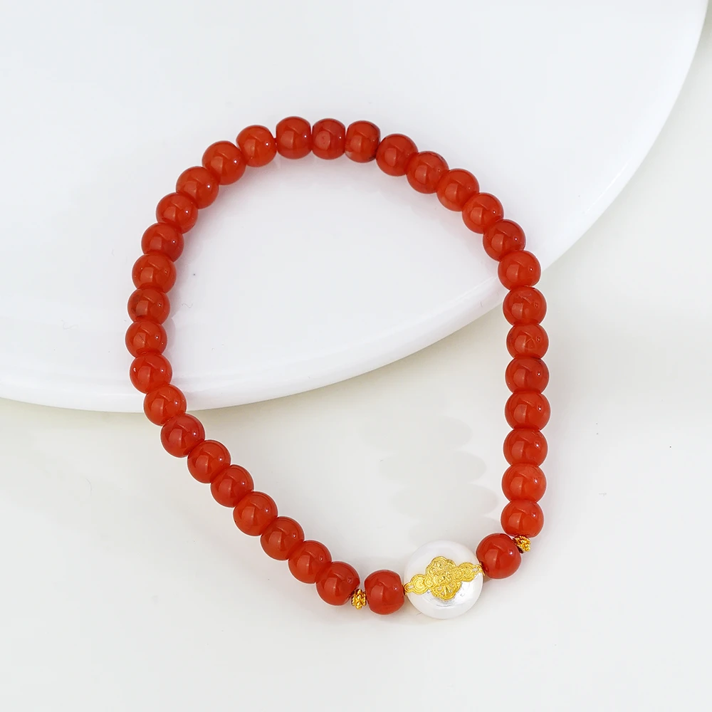 “牧歌”18K南红白贝手串44106