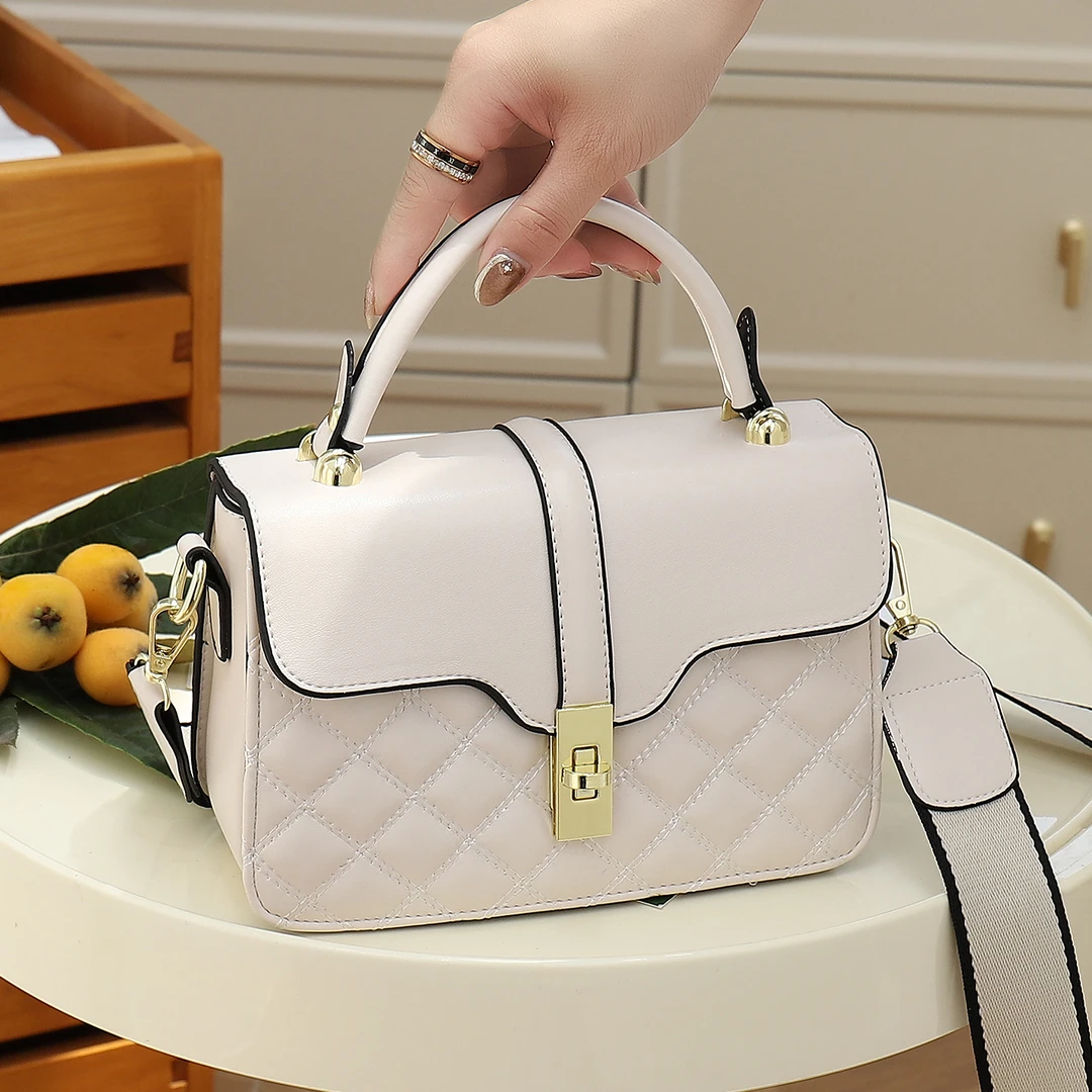 包包女2025宽肩带斜挎女包高级质感大容量手提包潮时尚百搭小方包