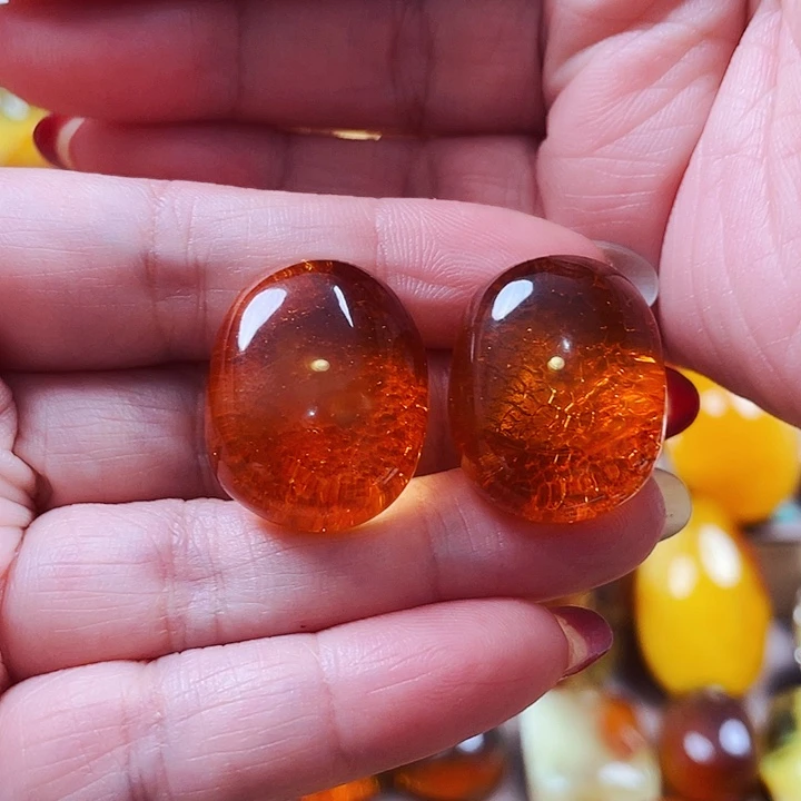 琥珀戒指银S925镶嵌爱****羽耳钉