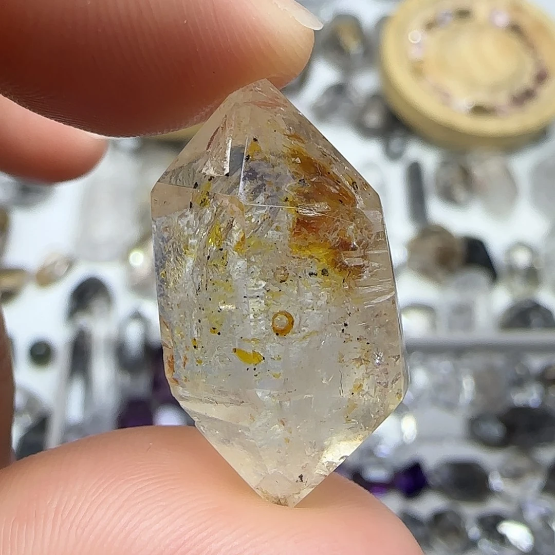 未镶嵌水晶珠宝半成品油胆双尖随形