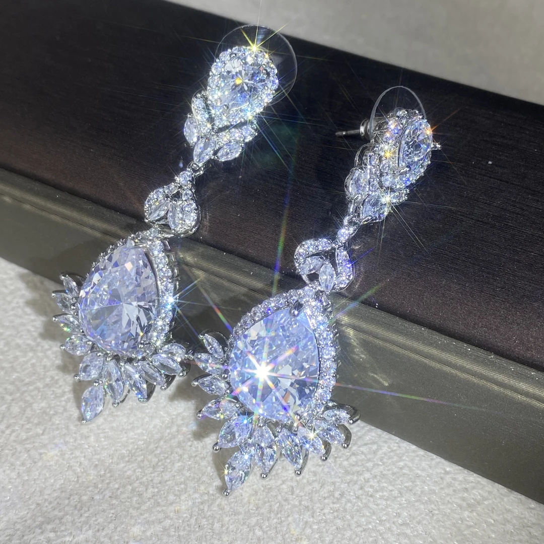 6399【耳环】轻奢精品白金色女士耳环赠礼盒