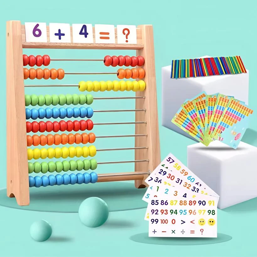 【启蒙益智早教】木质多功能学习十档计算架 幼小儿童数学运算教具