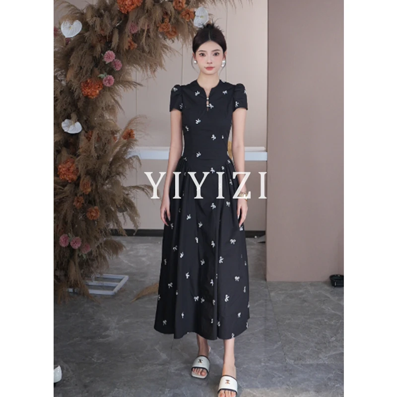 依依子【夏沫青城改良版】黑色连衣裙女夏季长裙2025年新款气质裙子