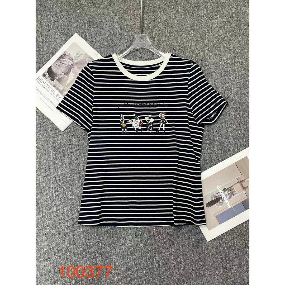 Mozch 超柔软棉经典条纹欢乐时尚女人4人行减龄百搭T恤100377