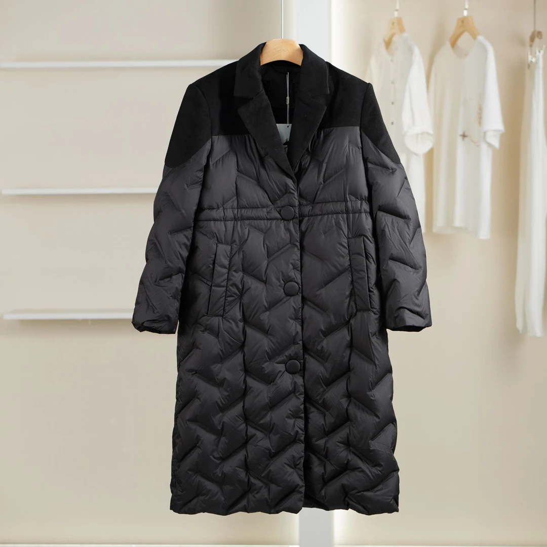 【麦笛•品牌新款】5081158 拼接长款羽绒服冬季新款女装专柜撤柜