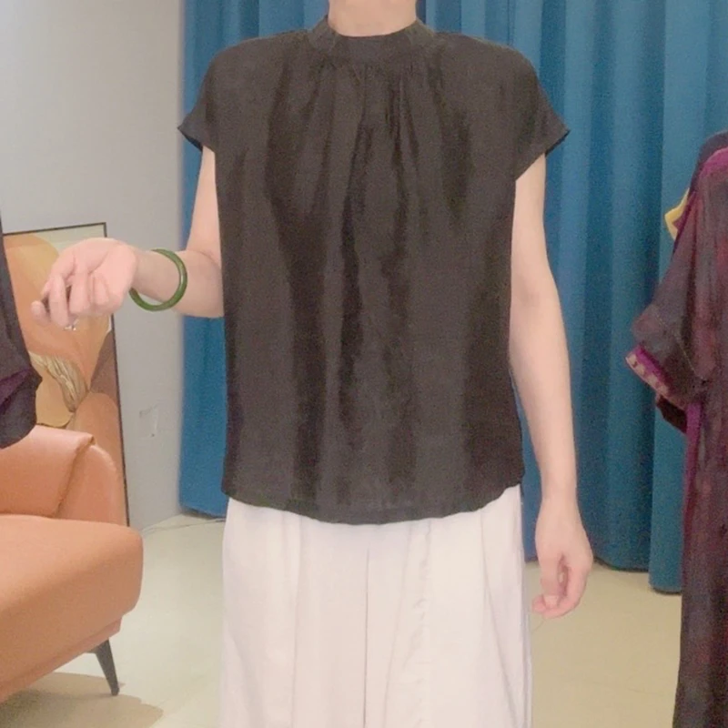 【100%桑蚕丝】夏季短袖上衣宽松百搭时尚女装小衫