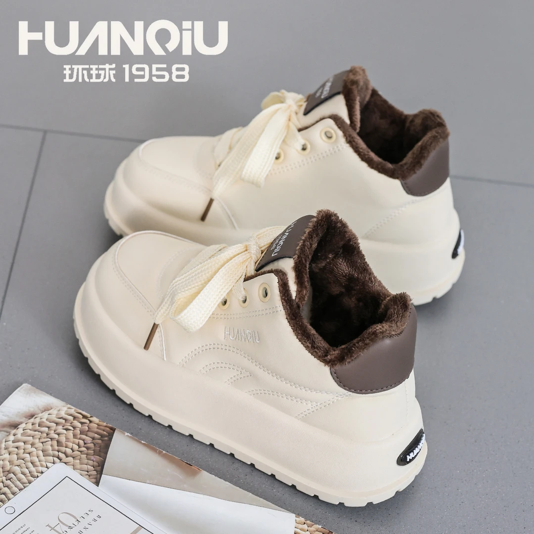 环球2025秋冬新款舒适轻便百搭厚底鞋增高时尚潮流休闲板鞋女款