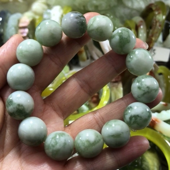 岫玉未镶嵌手链老油翠
