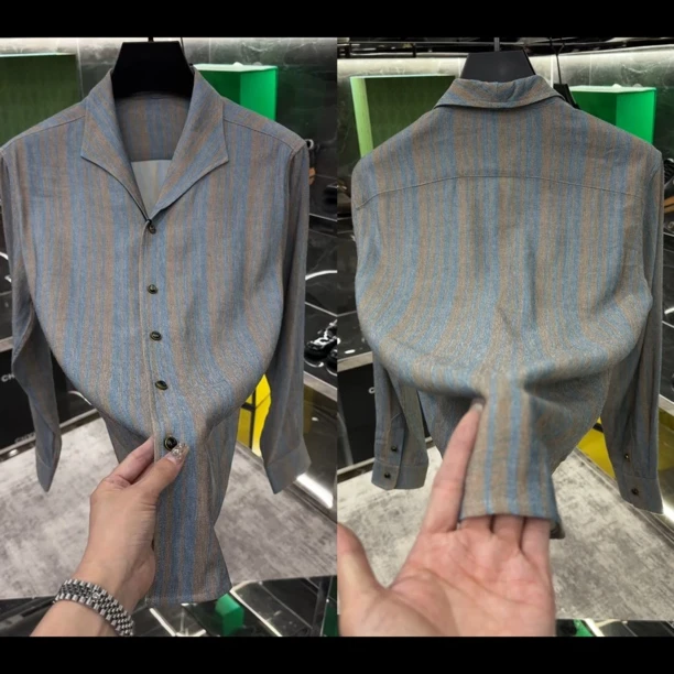 春夏高品质男士亚麻混纺老钱风薄款休闲衬衫s180