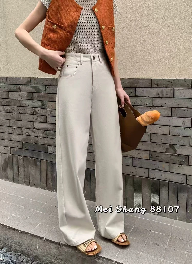 《秀秀精选》88107 高腰窄版直筒裤