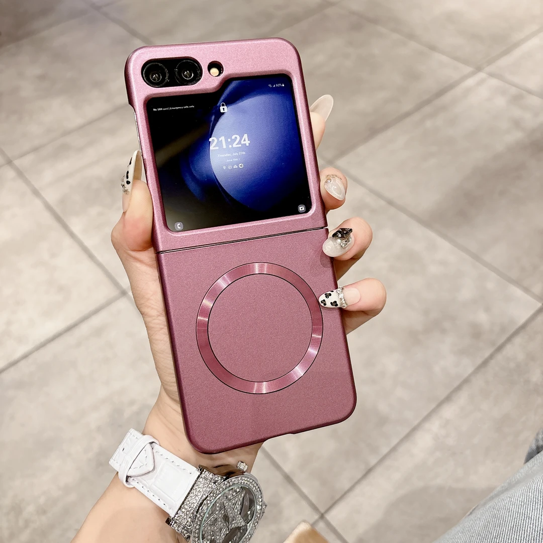 适用三星Zflip5手机壳新款金属漆折叠屏保护套ZFLIP5超薄磁吸