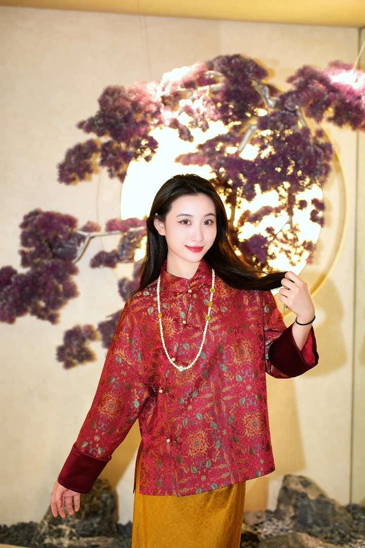 蓝大【紫霞】新中式桑蚕丝外套7431