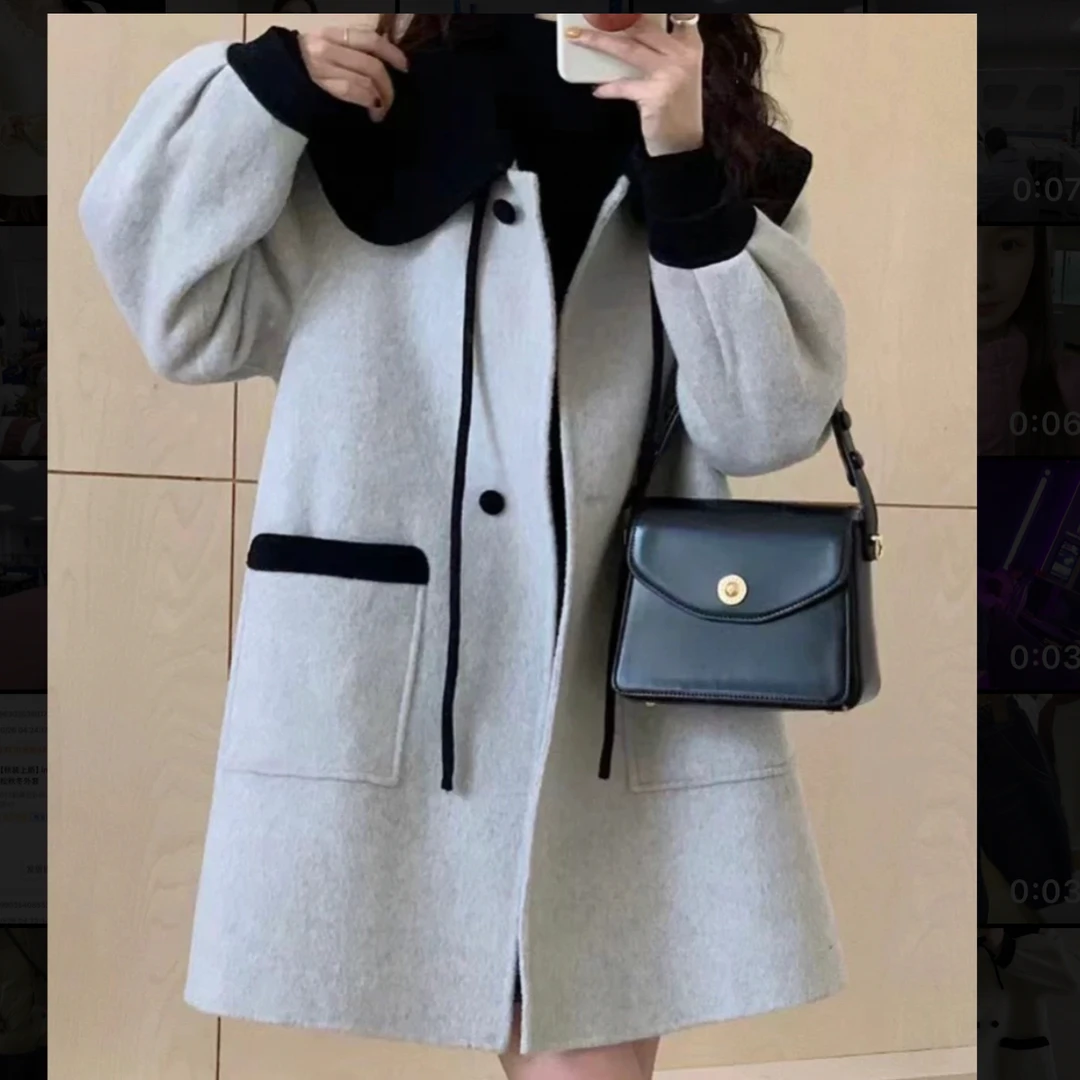 秋冬时尚韩版显瘦百搭气质毛呢大衣