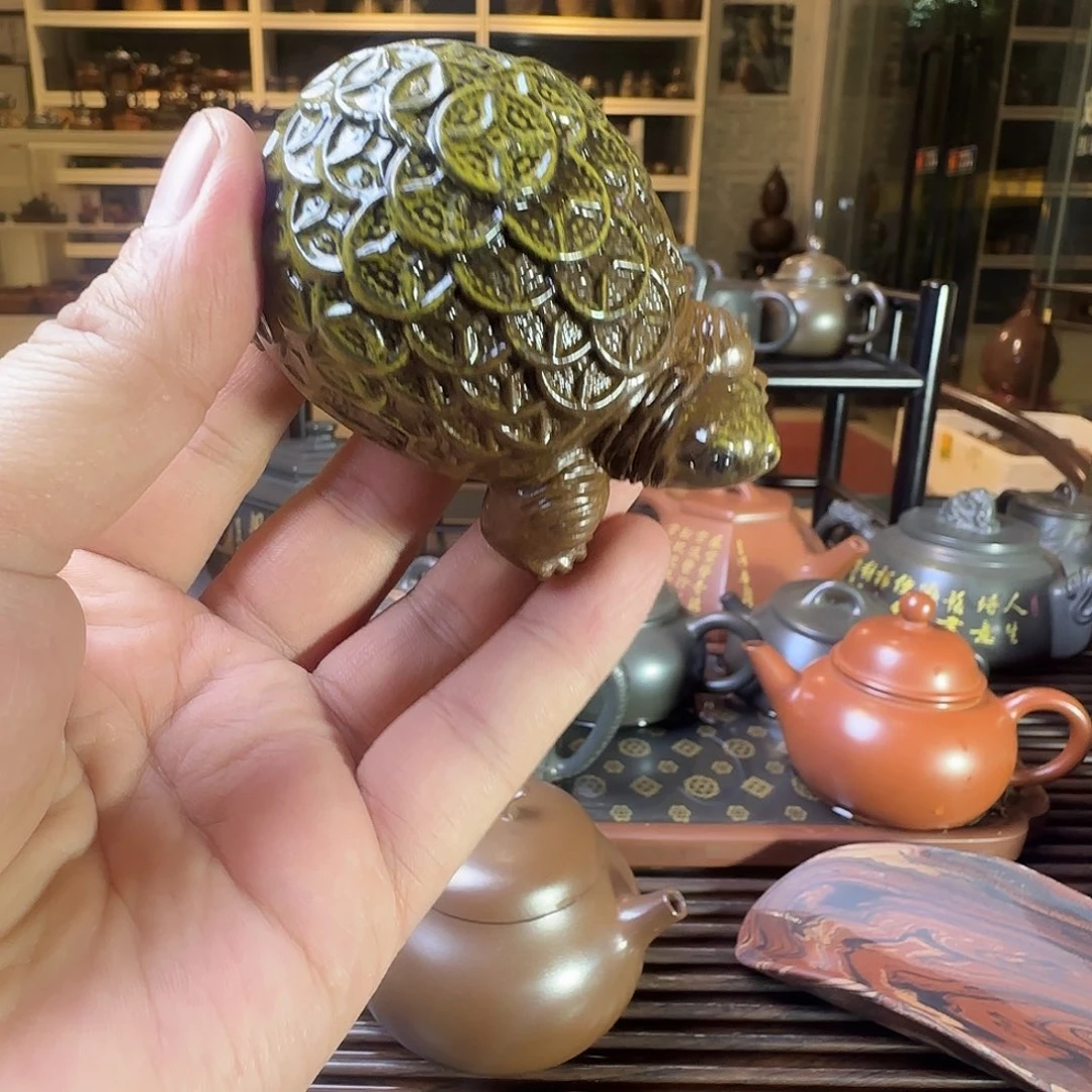 钱***画柴烧金钱龟坭兴陶