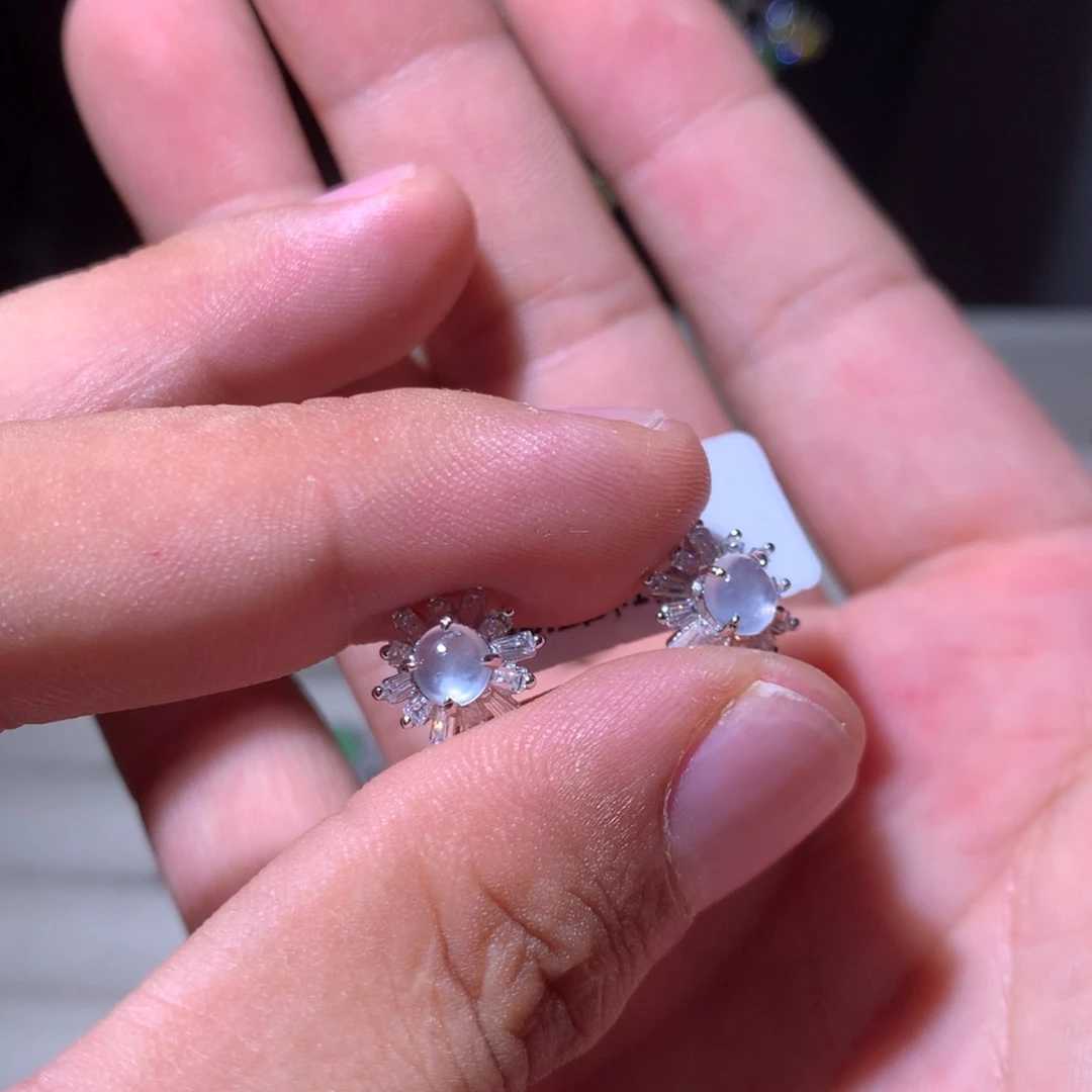 翡翠银S925镶嵌耳饰7