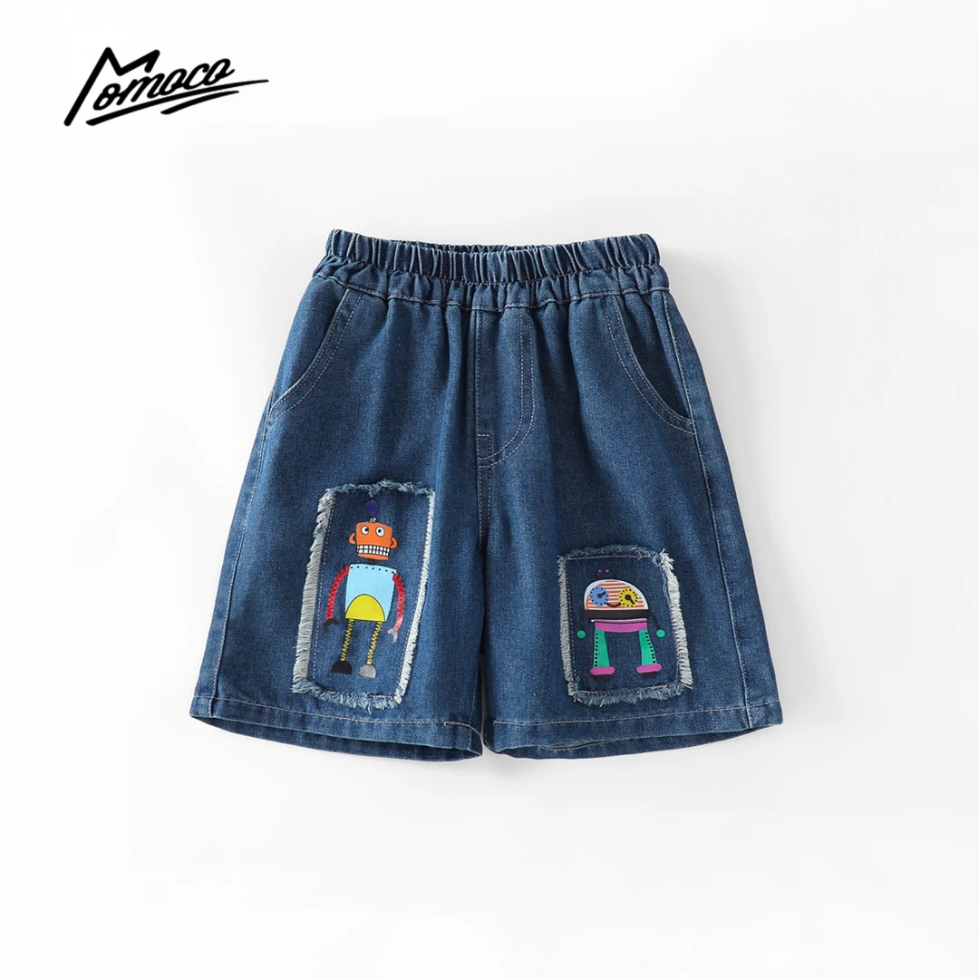 MOMOCO夏季款男童时尚卡通机器人牛仔短裤77280353002