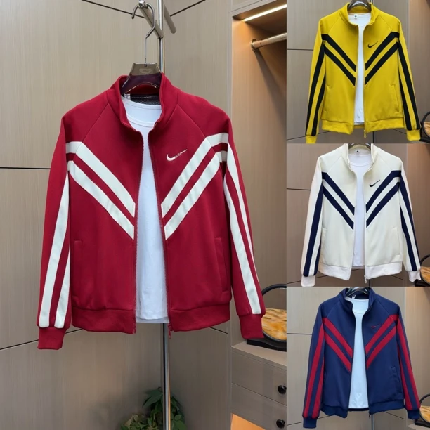 秋季新款刺绣拼接休闲运动针织夹克外套958