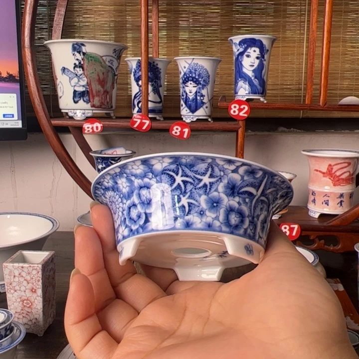 墨奈手绘陶瓷花盆