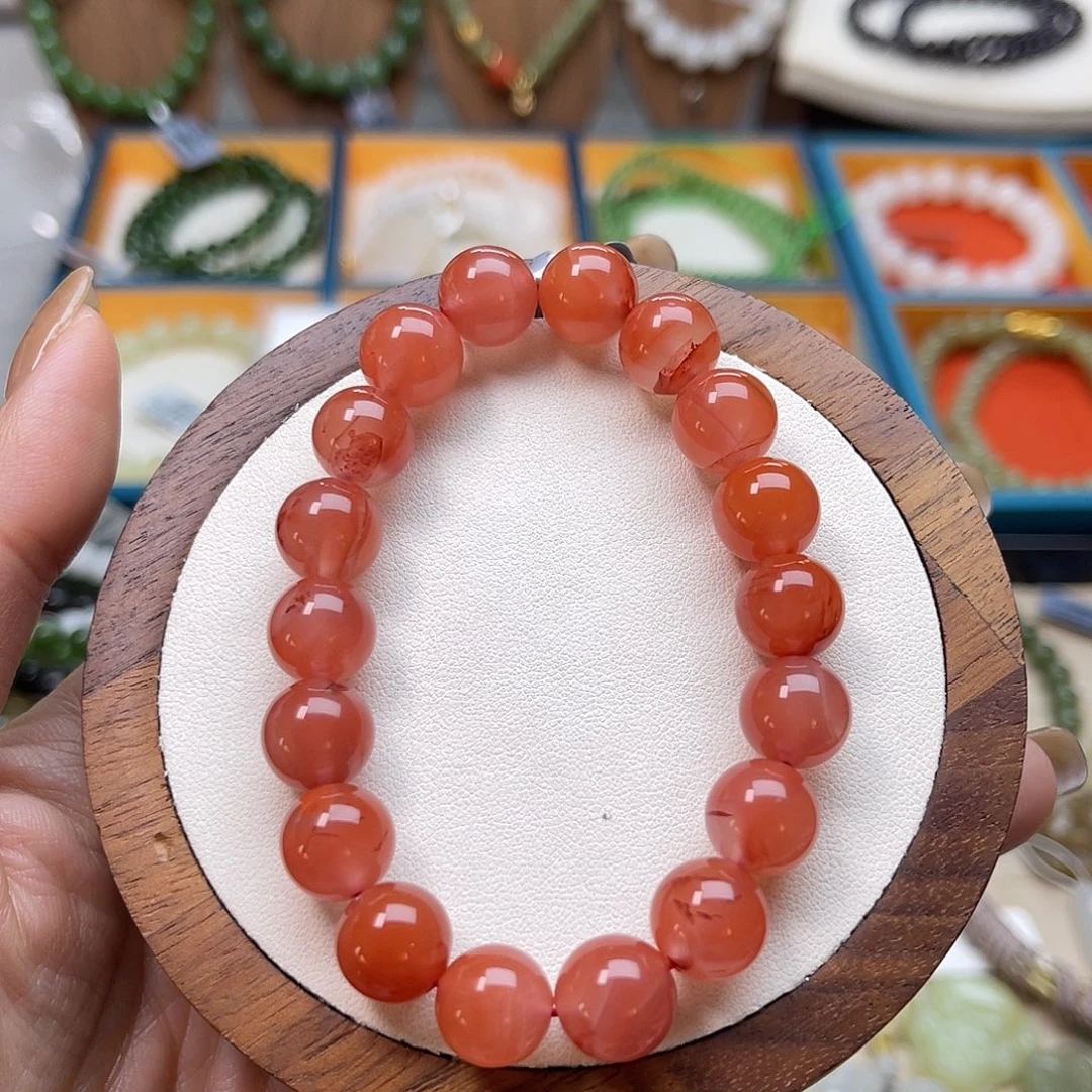 南红玛瑙未镶嵌手串A35卡10.5