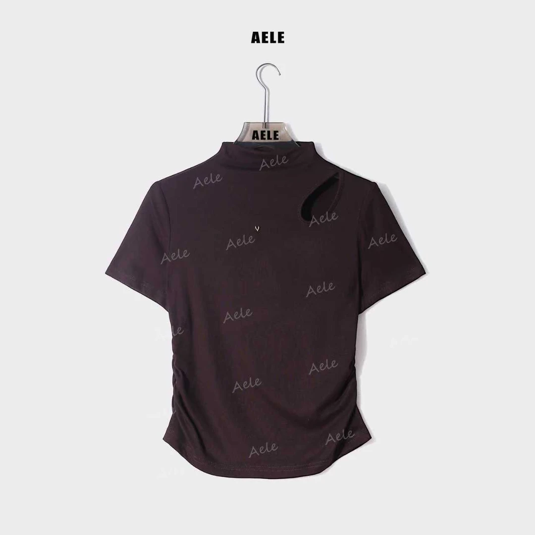 AELE设计感镂空显瘦短袖T恤 时尚小众百搭上衣 T853 2333 AD