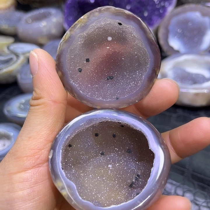 水晶未镶嵌珠宝半成品紫软盆