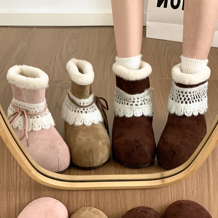 内增高厚底雪地靴2025秋冬新款千禧风毛毛保暖东北棉鞋短靴