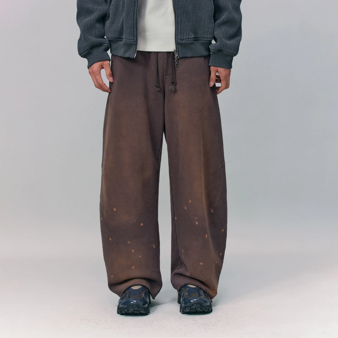 瞬时山野Monterest复古水洗喷色加绒卫裤