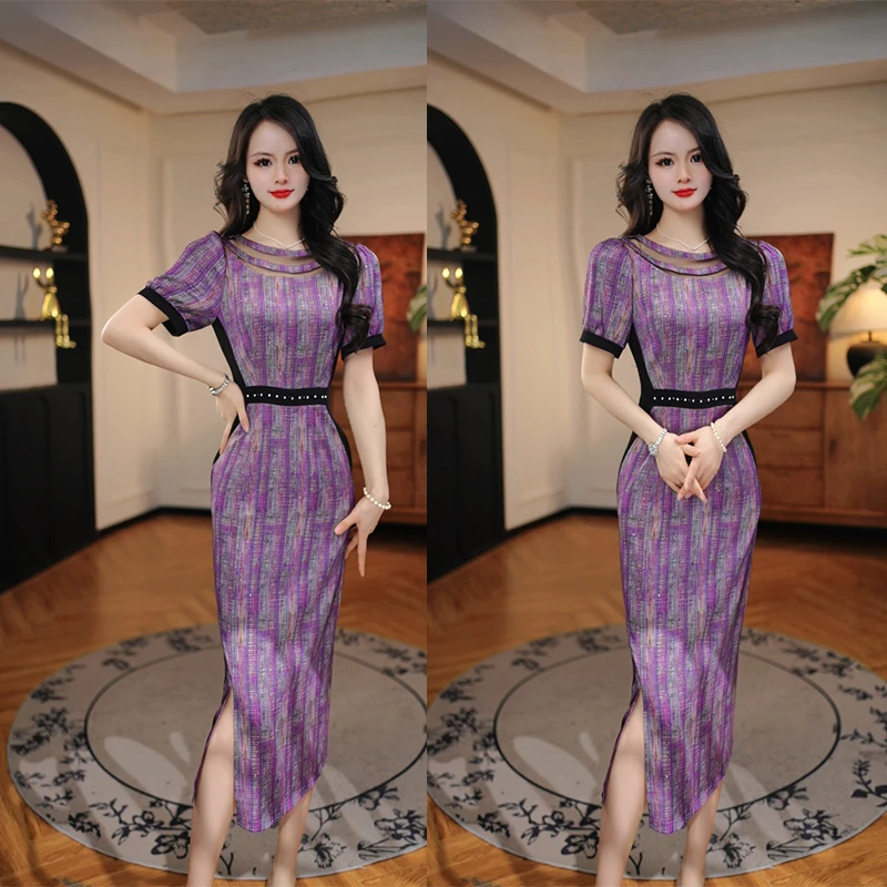 【紫韵质】夏款连衣裙2025新款气质高贵轻奢高端上档次A字裙