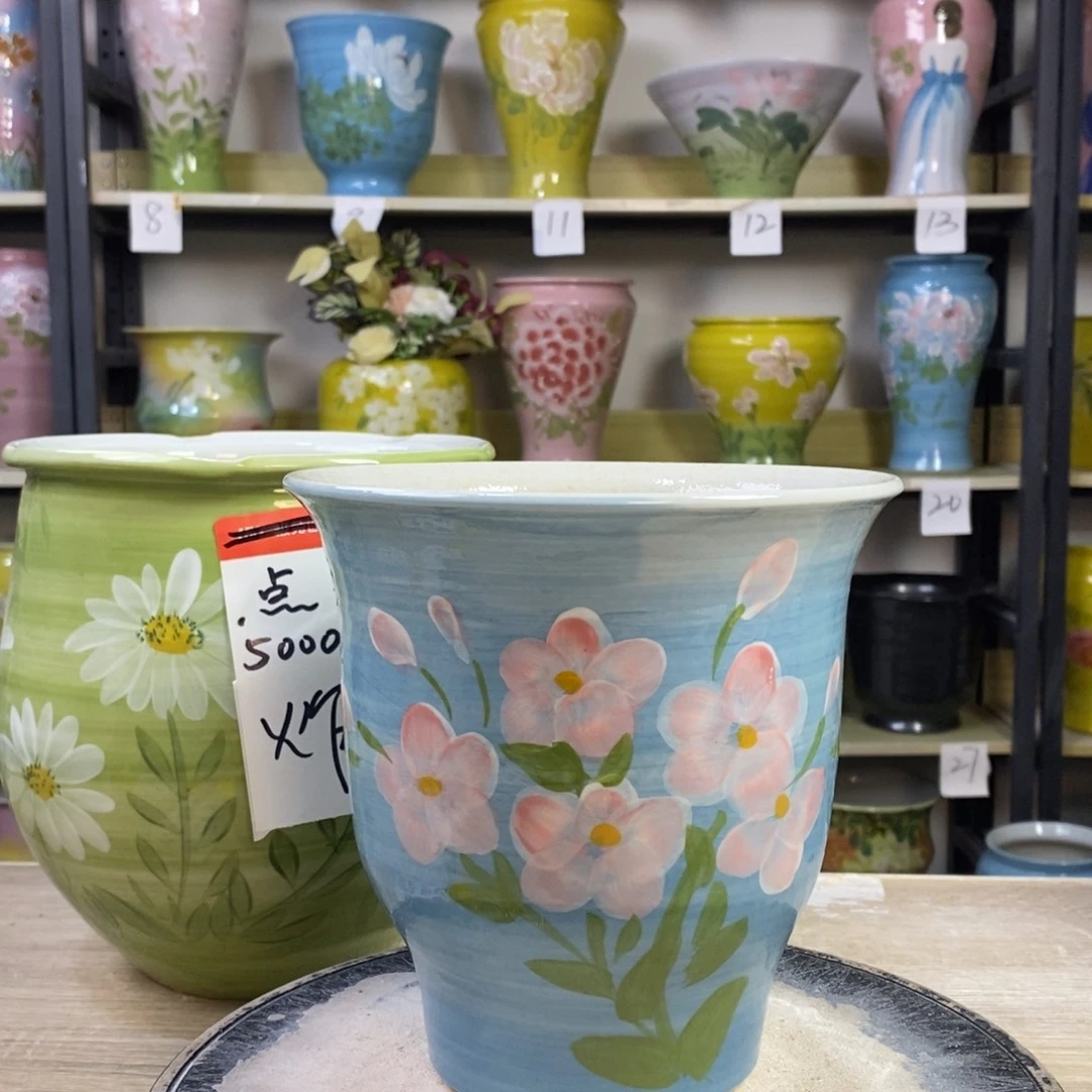 景德镇手工手绘陶瓷花盆