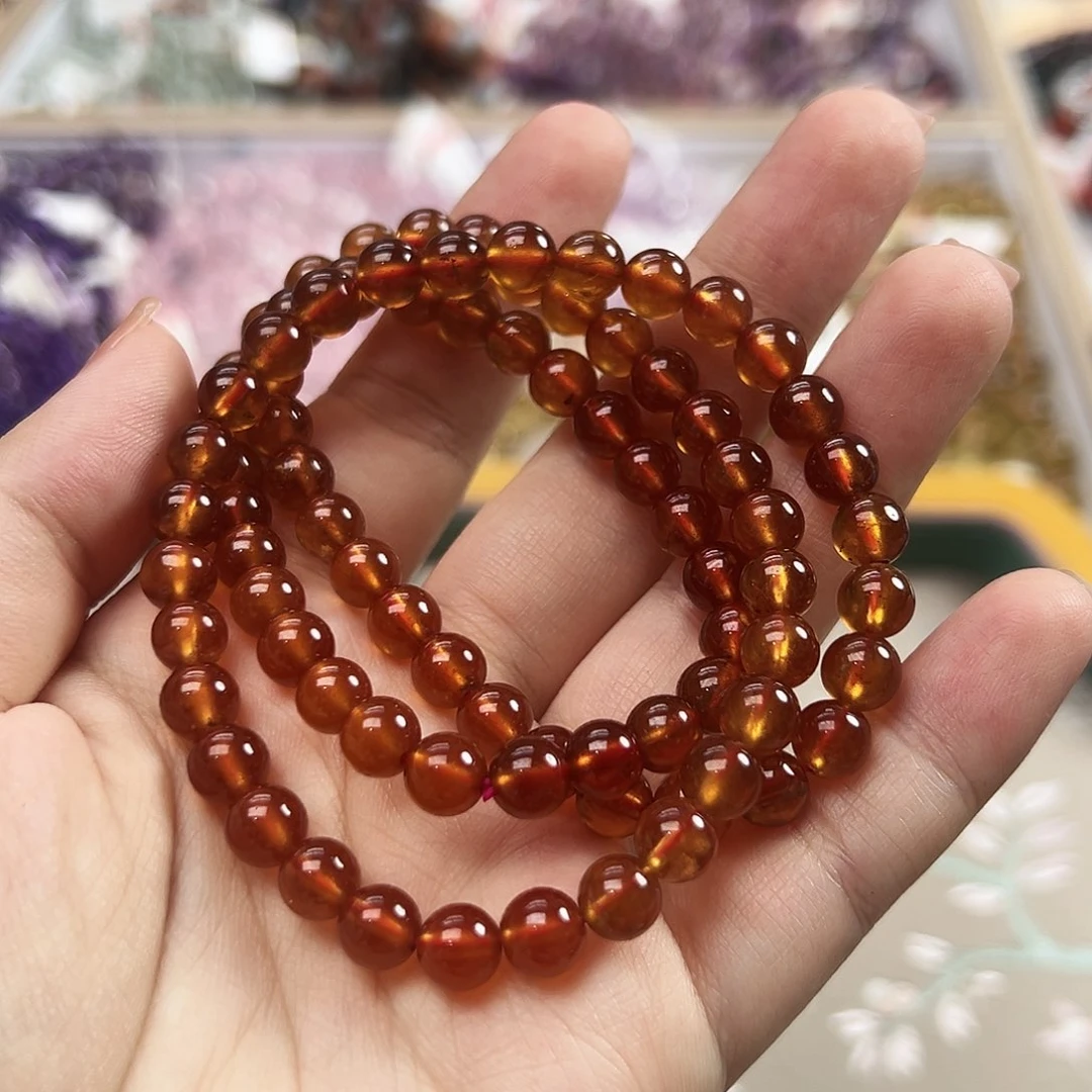 手链未镶嵌石榴石橙红石榴石多圈六加