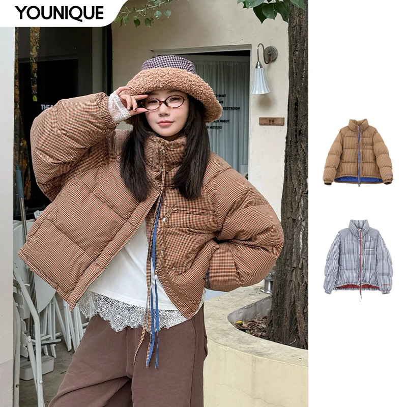【DONGDONGZHOU】东东周新品25秋冬格子鹅绒服外套女