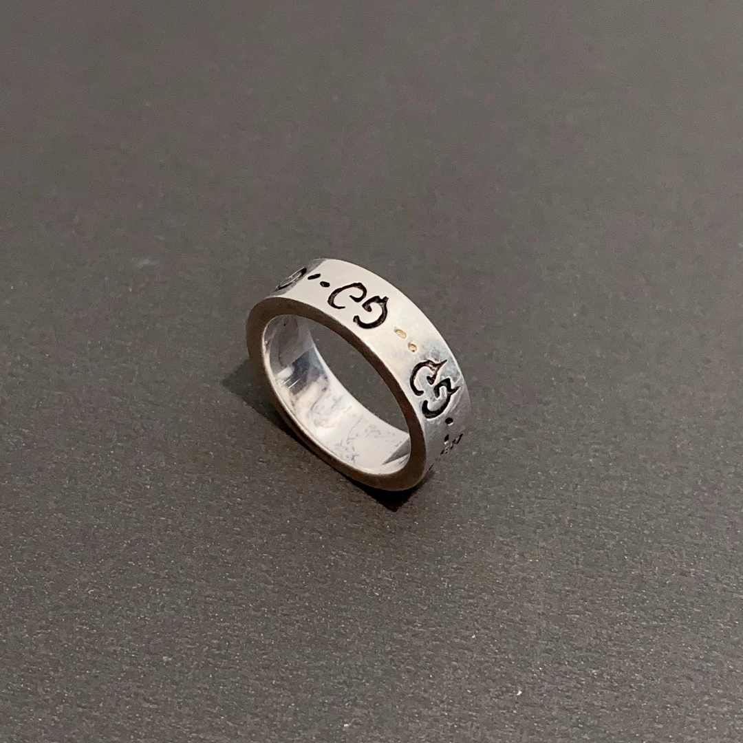 99新 GUCCI/古驰 小精灵骷髅头戒指宽版10号49号15794777