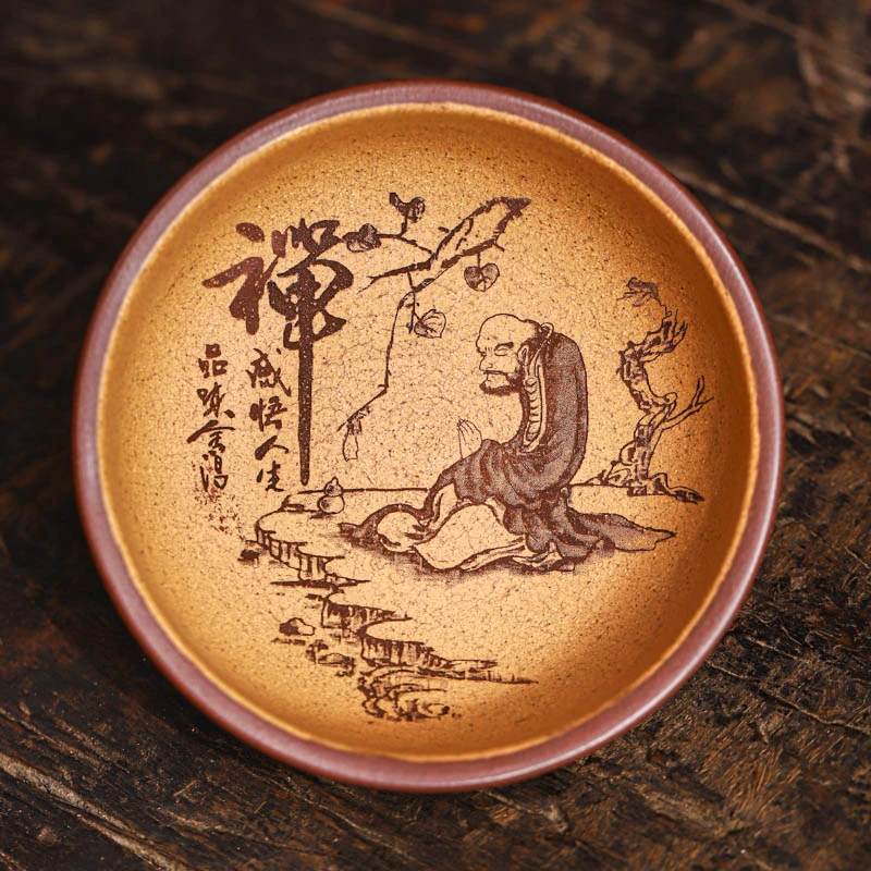 手工杯 | 粉浆开片悟禅达摩全手工主人杯