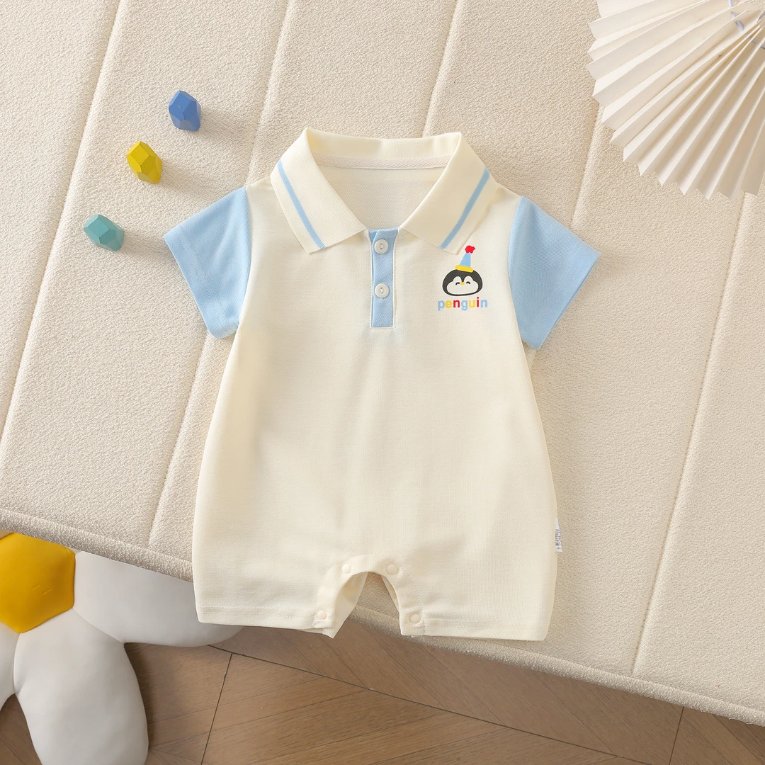 婴儿衣服夏季短袖连体衣男宝宝夏装半袖哈衣2025新款外出爬服超萌
