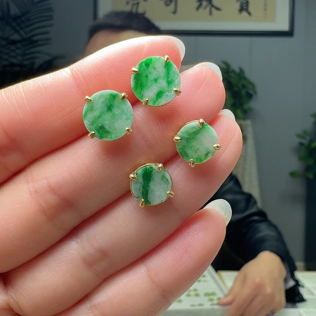 翡翠银S925镶嵌耳饰多样性发货其一纹