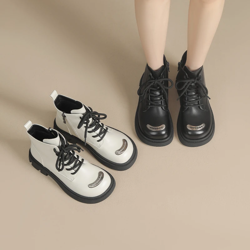 卓家2025春秋冬季防滑平跟马丁靴短款女靴复古秋冬靴子单靴4084