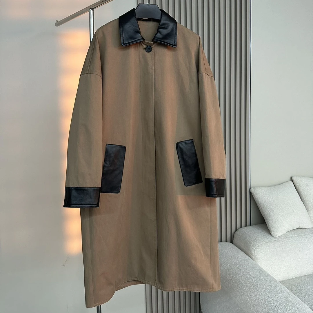 复古英伦拼接重工风衣