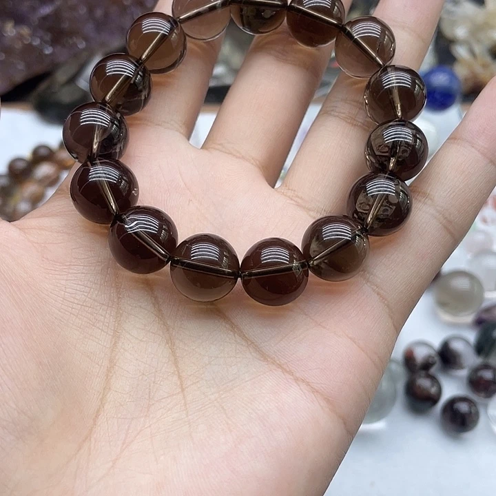 未镶嵌手链烟晶天然茶晶14咪净体