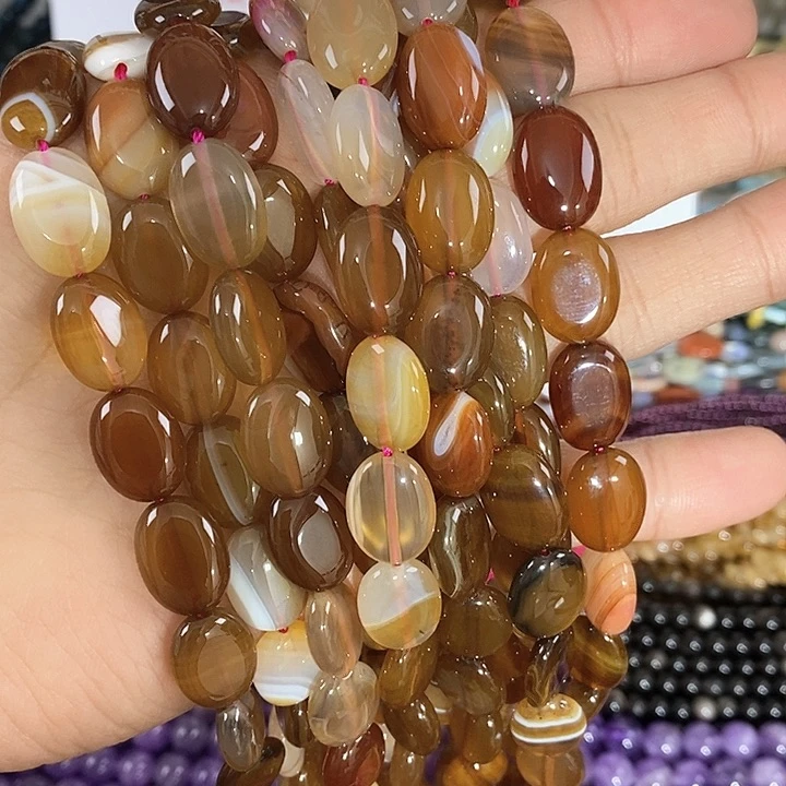 玛瑙/玉髓珠宝半成品合金一条15x11mm蚕丝玛瑙蛋型