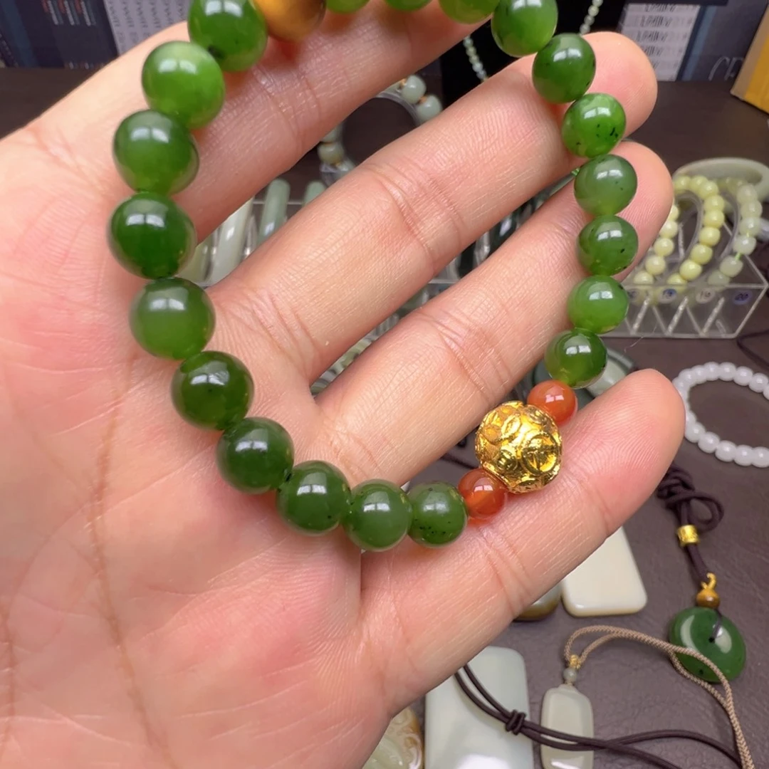 和田玉未镶嵌手链和田玉碧玉手串单圈8mm