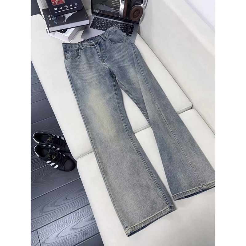 美式水洗微喇牛仔裤男秋冬百搭痞帅显瘦宽松潮流百搭直筒休闲长裤