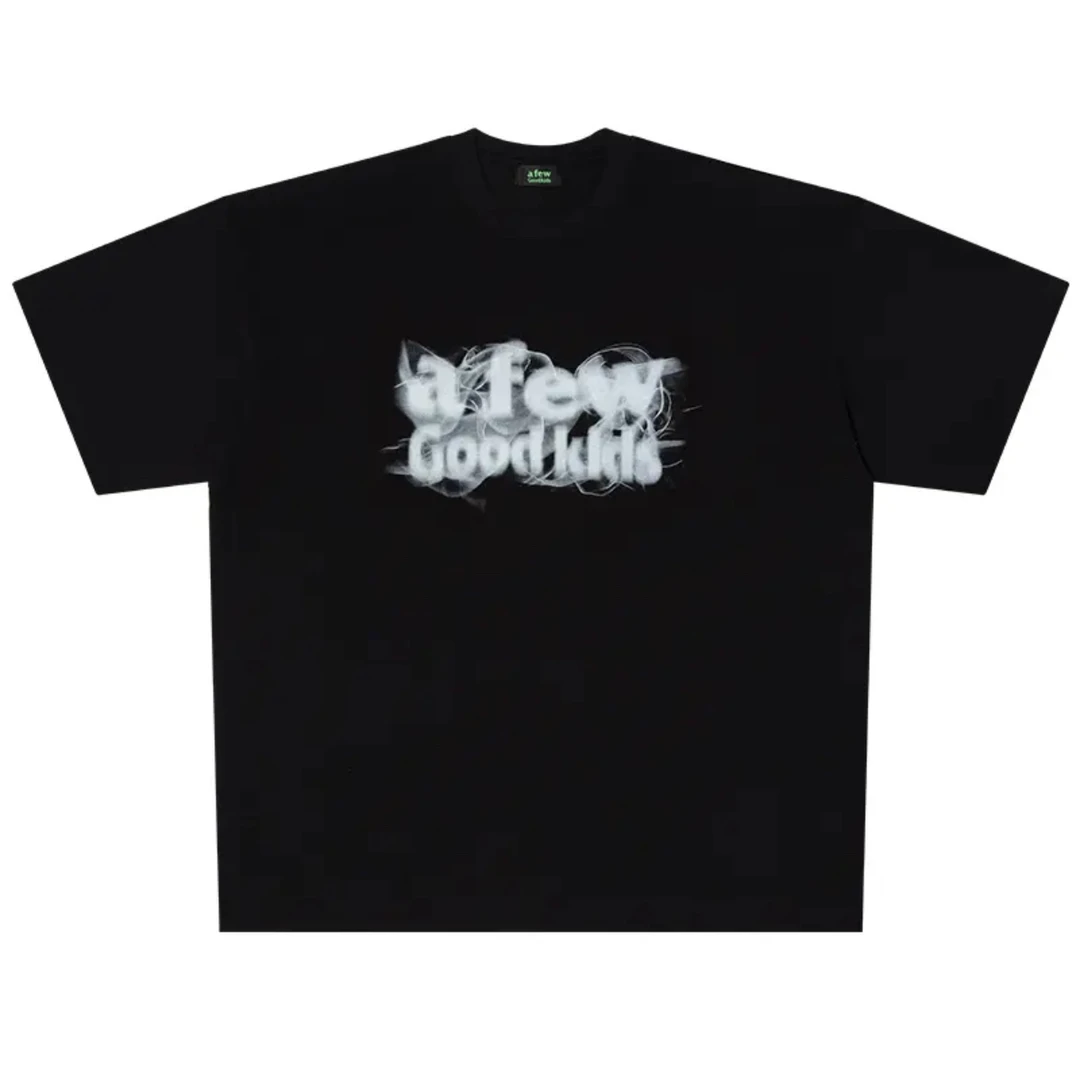 【烟雾字母】夏季新款双面印花短袖T恤ins重磅纯棉宽松圆领休闲T004