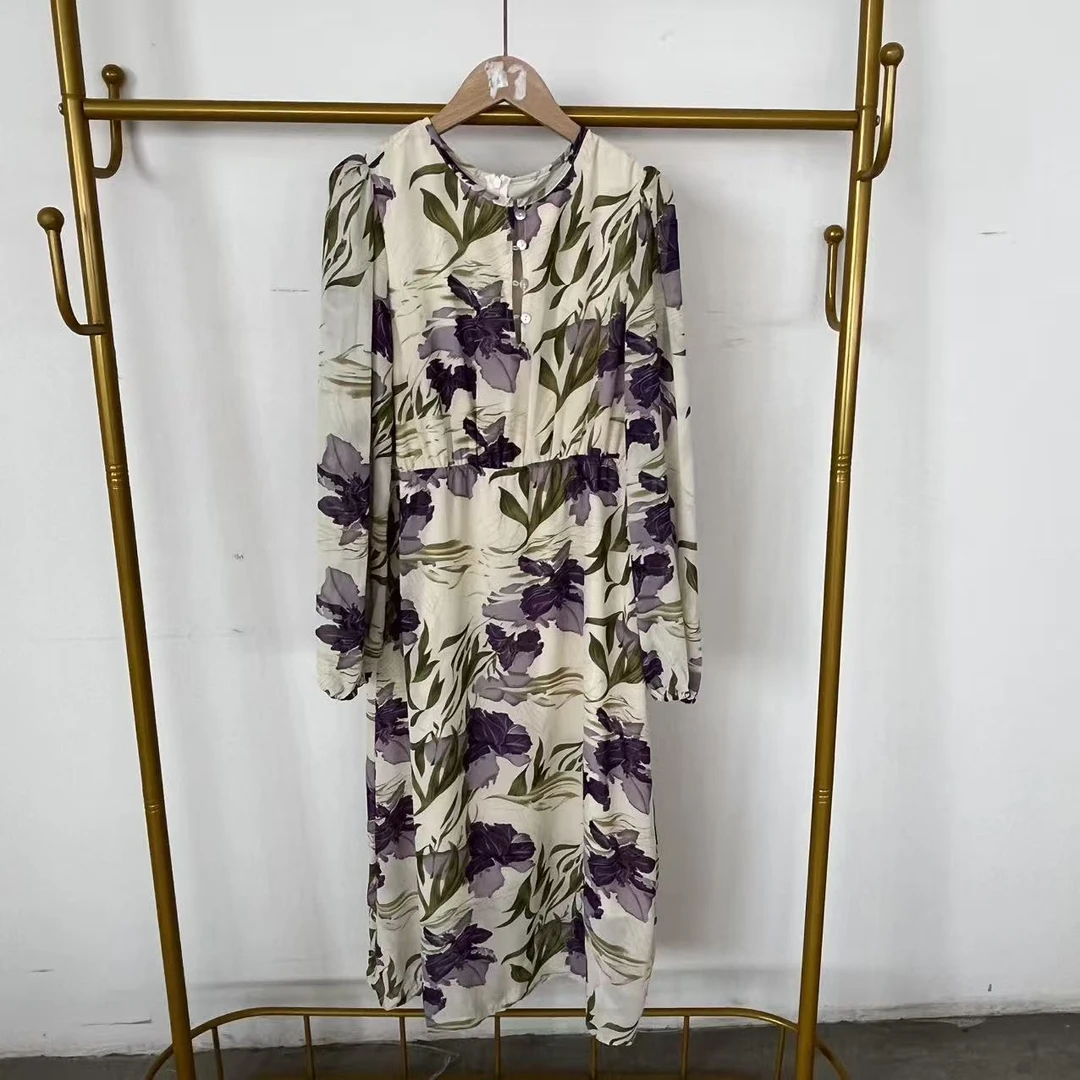 A7-3-716款   套头碎花锦绸连衣裙长113