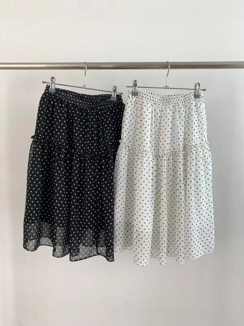 【李羊羊韩国东大门精选】松紧腰波点半裙夏季百搭休闲高腰
