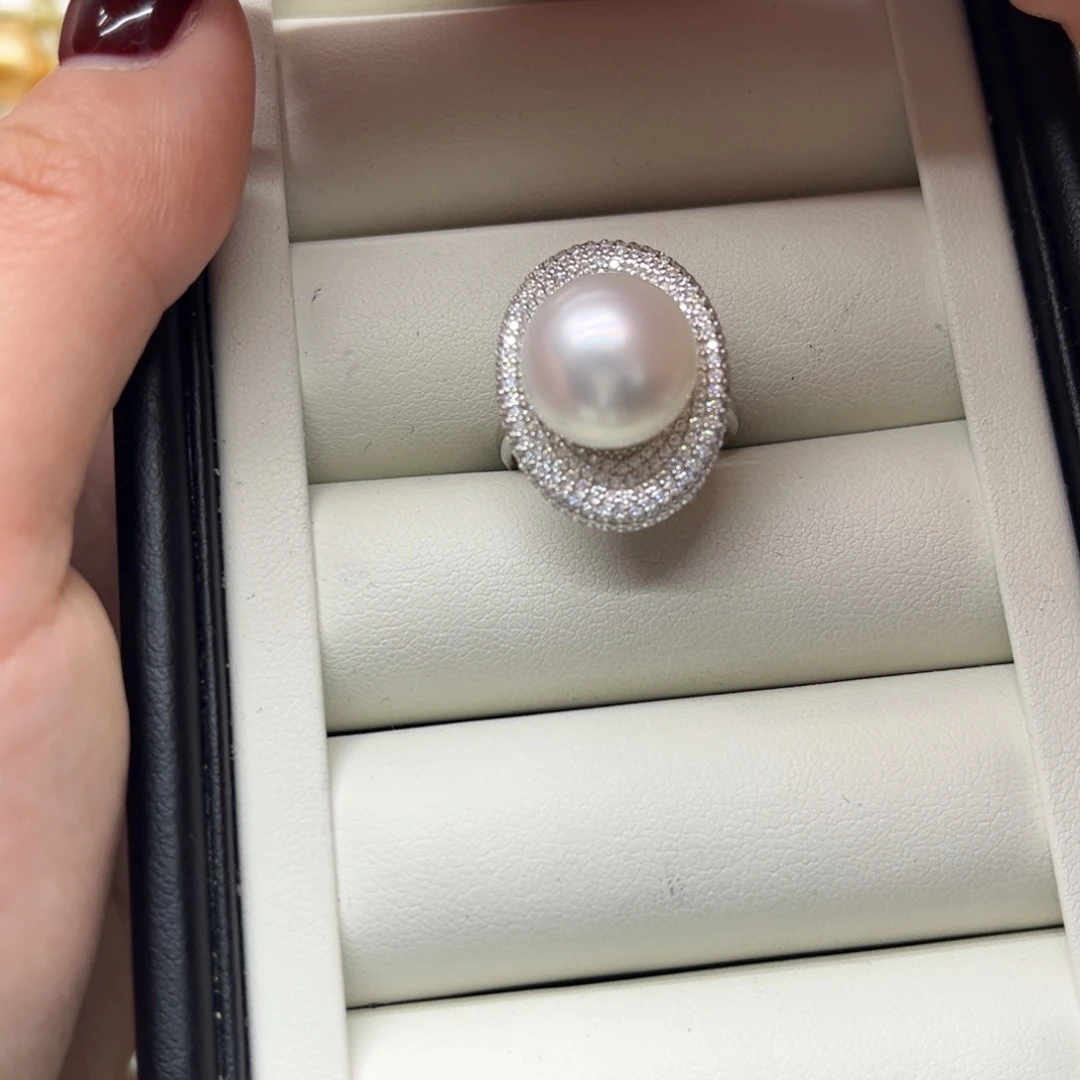 银S925镶嵌海水珍珠戒指