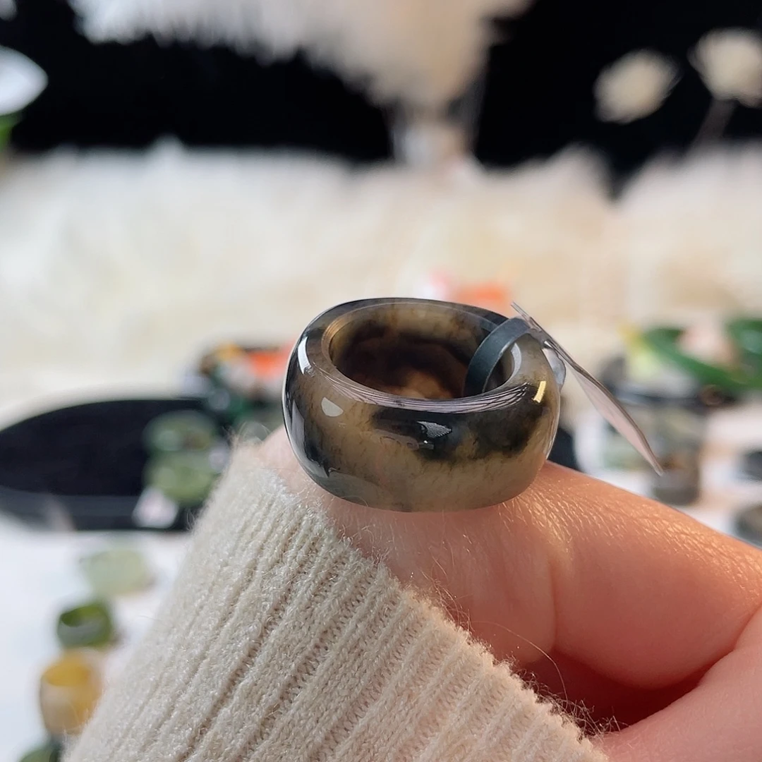 和田玉未镶嵌戒指k88 腰花方圆17.9mm