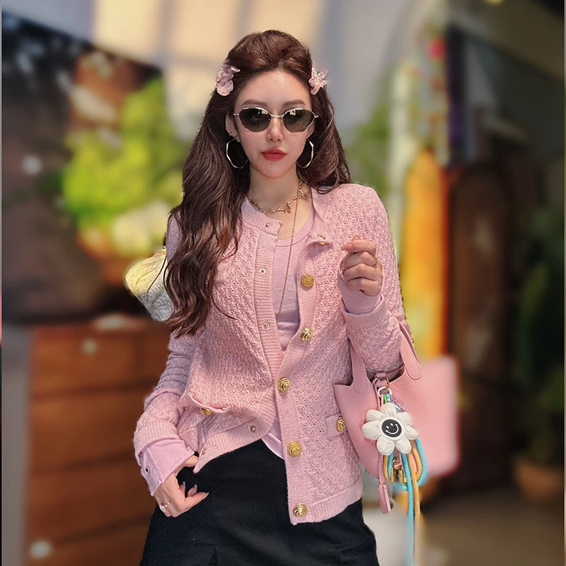 春季新款时尚气质小香风毛衣女士复古显瘦针织衫开衫百搭法式外套