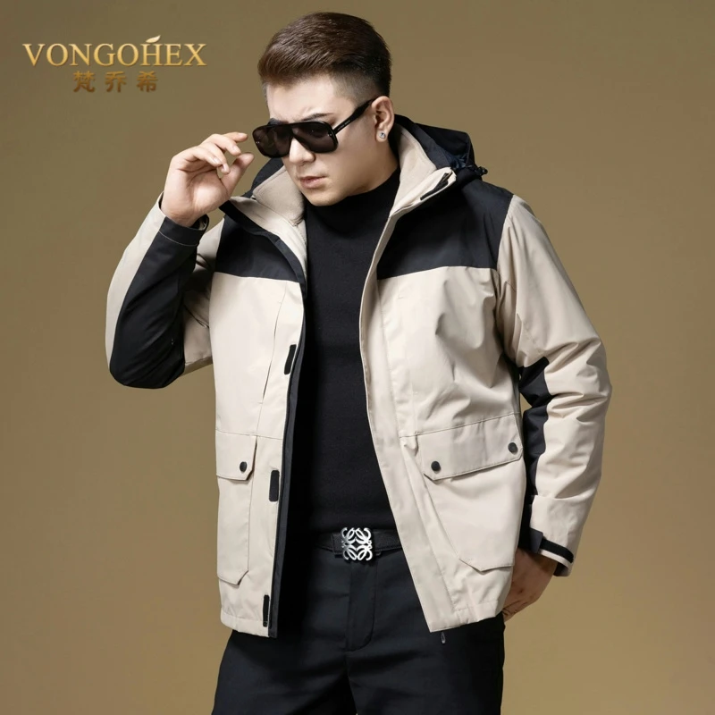 VONGOHEX三合一冲锋衣男士秋冬摇粒绒内胆保暖防风夹克户外登山服